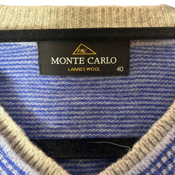 Vintage Lambswool Dad Sweater Men’s 40 Blue Argyle Knit Golf Prep Tenniscore - Picture 5 of 9